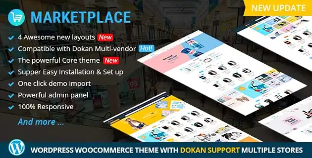 Marketplace WP Theme support Dokan Multi Vendors Free Download