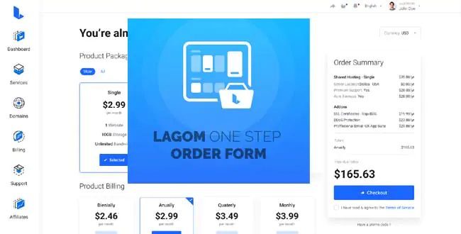 Lagom One Step Order Form For WHMCS